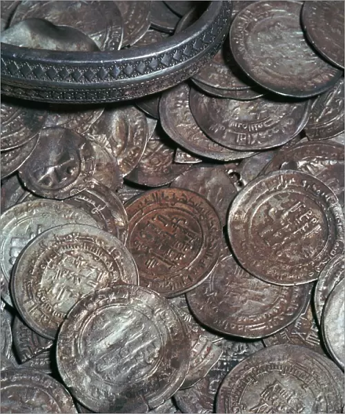 Hoard of silver with arab coins from a Viking grave