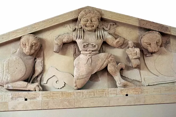 A gorgon and panthers from the pediment of the temple of Artemis on Corfu