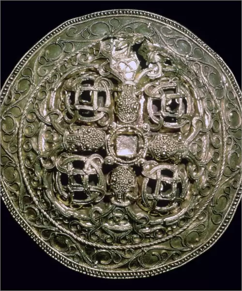 Circular Viking gold brooch from Denmark, 9th century