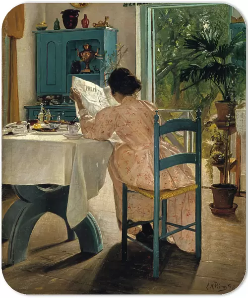 Breakfast with the Morning Newspaper, 1898. Artist: Laurits Andersen Ring