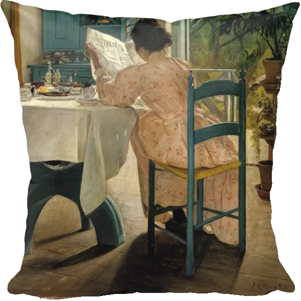 Breakfast with the Morning Newspaper, 1898. Artist: Laurits Andersen Ring