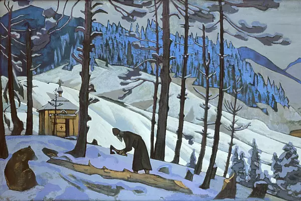 Saint Sergius the Builder, 1925. Artist: Nicholas Roerich