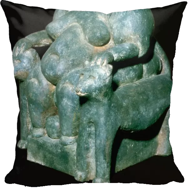 Turkish sculpture of a mother-goddess on a leopard throne