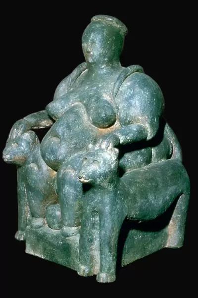 Turkish sculpture of a mother-goddess on a leopard throne