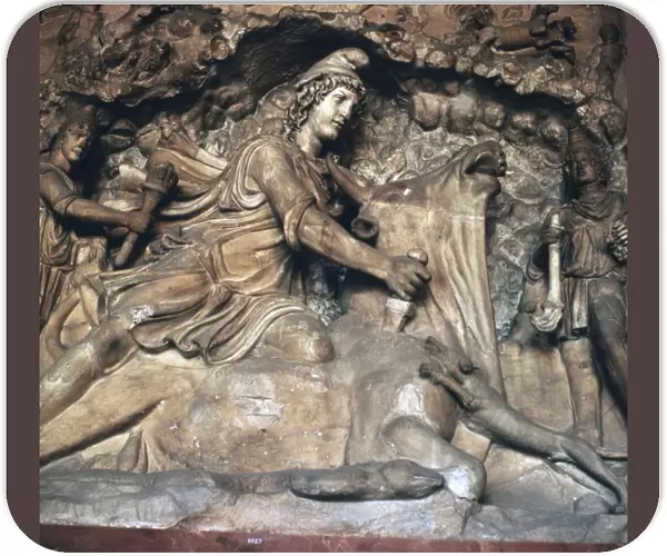 Roman depiction of Mithras killing the bull, 3rd century