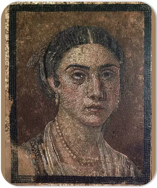 Portrait of a woman from a Roman floor mosaic, 1st century