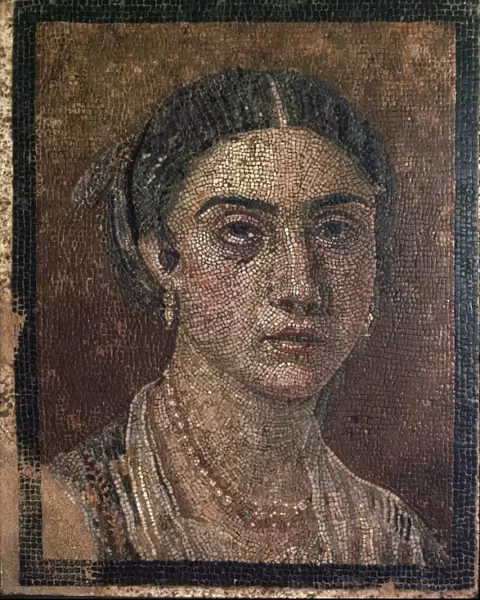 Portrait of a woman from a Roman floor mosaic, 1st century