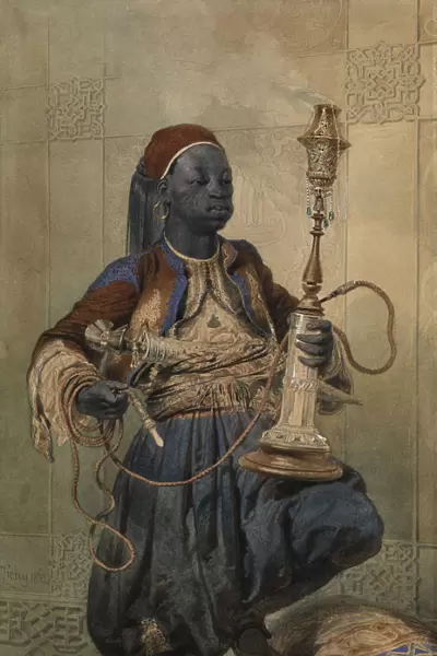 Nubian with a Waterpipe, 1862. Artist: Zichy, Mihaly (1827-1906)