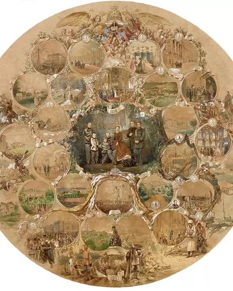 Composition to the celebration of the silver wedding of Emperor Alexander II, 1866. Artist: Zichy, Mihaly (1827-1906)