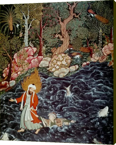 The prophet Elijah rescuing Prince Nur ad-Dahr (From the Hamzanama), 1562-1577. Artist: Mir Sayyid Ali (c. 1510-after 1572)