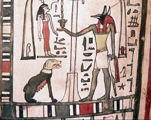 Anubis weighing the heart, detail from Sarcophagus of Pensenhor, c900 BC