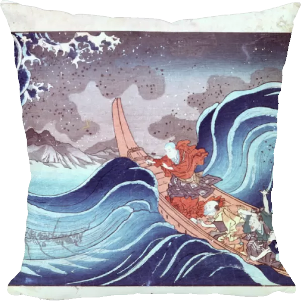 Nichiren Calming the Storm, 19th century. Artist: Utagawa Kuniyoshi