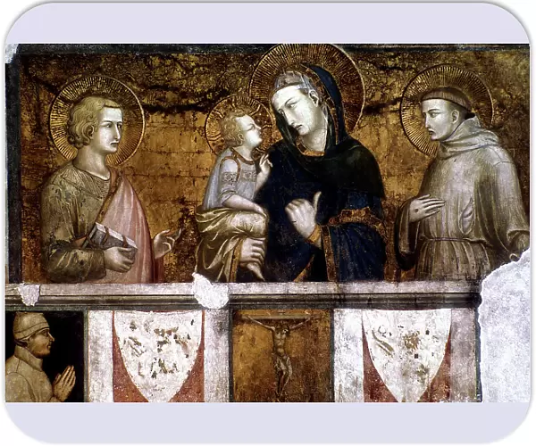 Madonna and Child between St Francis and St John the Evangelist, c1320s. Artist: Pietro Lorenzetti