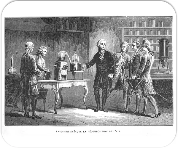Antoine Laurent Lavoisier, French chemist, demonstrating his discovery of oxygen, 1776 (1874)
