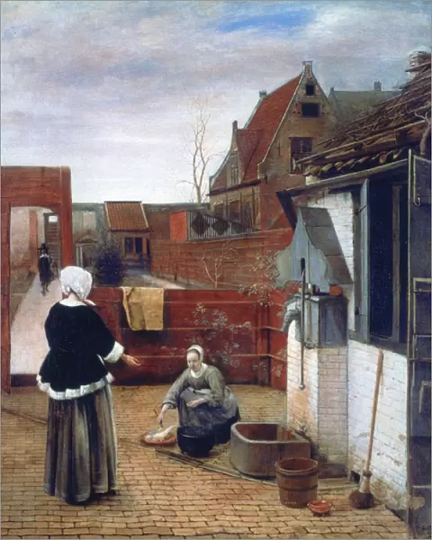 A Woman and a Maid in a Courtyard, c1660-1661. Artist: Pieter de Hooch
