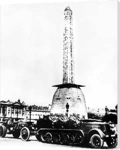 German artillery driving through the Place de la Concorde, Paris, 1940