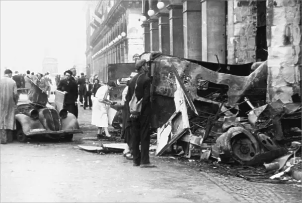 Destoyed vehicle, Rue de Castiglione, liberation of Paris, August 1944