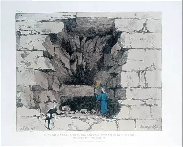 Forced Passage in the Second Pyramid of Ghizeh, Egypt, 1820. Artist: Agostino Aglio