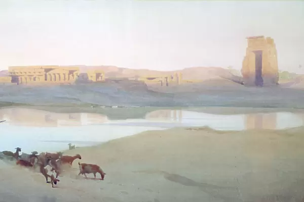 Sacred Lake, Karnak, Egypt, c1900. Artist: Robert Talbot Kelly