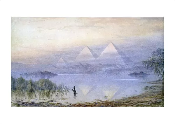 The Pyramids During the Nile Flood, Egypt, 1888. Artist: Henry Noel Shore