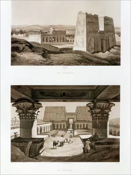 Temple facade and interior, Edfu, Egypt, 1841. Artist: Himley