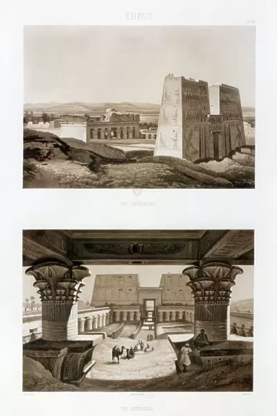 Temple facade and interior, Edfu, Egypt, 1841. Artist: Himley