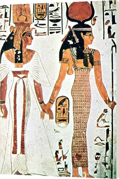 Nefertari and Isis, Ancient Egyptian wall painting from a Theban tomb, 13th century BC