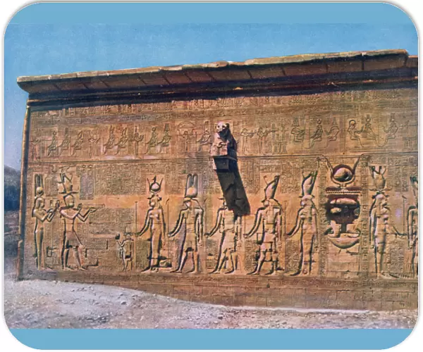 Bas-relief of Cleopatra, Caesarion, Temple of Hathor, Dendara in Egypt, 20th century