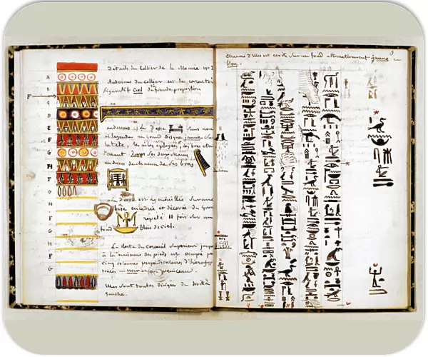Hieroglyphs in the notebook of Jean-Francois Champollion, c1806-1832. Artist: Jean-Francois Champollion