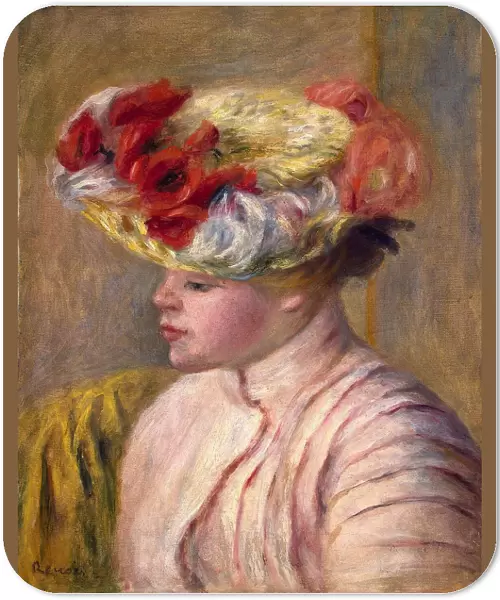 Young Woman in a Flowered Hat, 1892. Artist: Pierre-Auguste Renoir