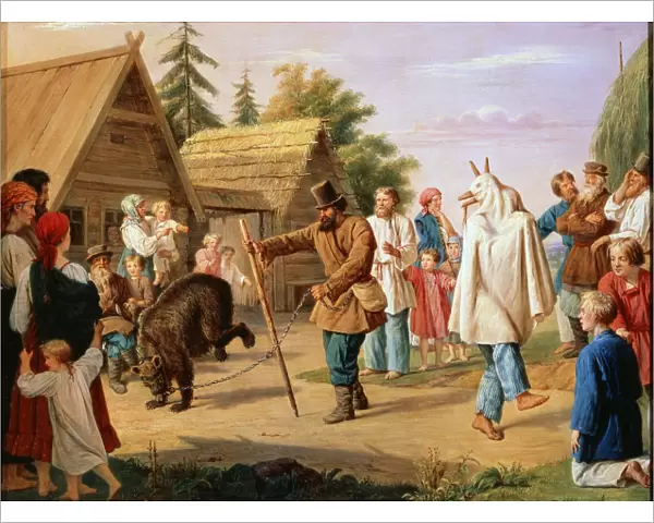 Buffoons in a Village, 1857. Artist: Francois Nicolas Riss