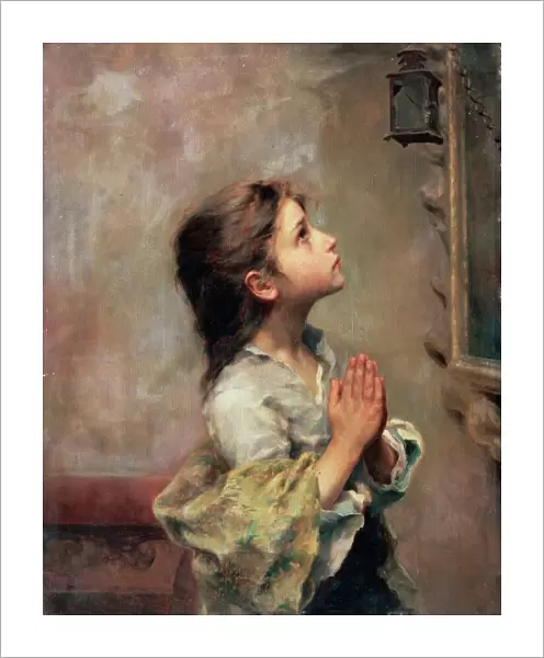 Praying Girl, Italian painting of 19th century. Artist: Roberto Ferruzzi