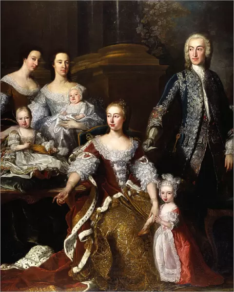 Augusta of Saxe-Gotha, Princess of Wales, with members of her family and household, 1739. Artist: Van Loo, Jean Baptiste (1684-1745)