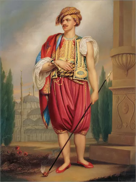 Portrait of Thomas Hope (1769?1831) in Turkish Costume (after William Beechey), Early 19th cen Artist: Bone, Henry (1755-1834)