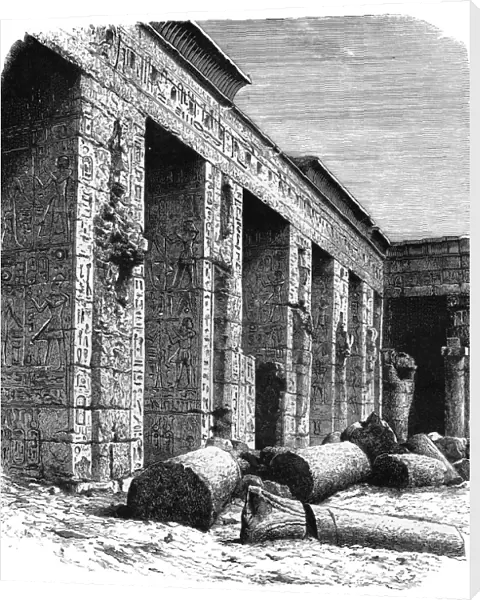 The ruins of the Palace of Rameses III, Medinet Habu, Upper Egypt, c1890
