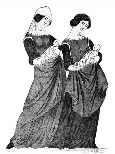 Nurses and sucklings, c1300, (1924). Artist: Hildierand