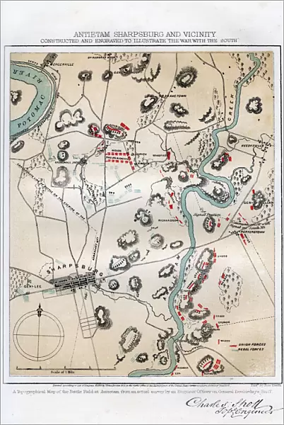 Map of Antietam, Sharpsburg and Vicinity, Maryland, 1862 (1862-1867). Artist: Rae Smith