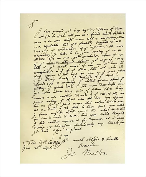 Letter from Sir Issac Newton to William Briggs, 20th June 1682. Artist: Isaac Newton