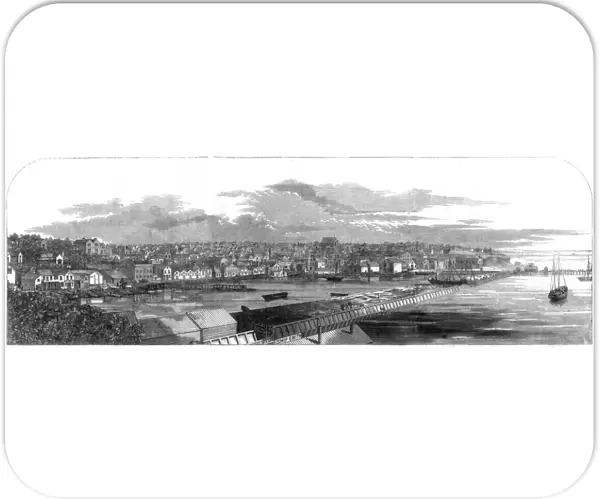 View of the city of Auckland, New Zealand, with the new commercial embankment, 1860