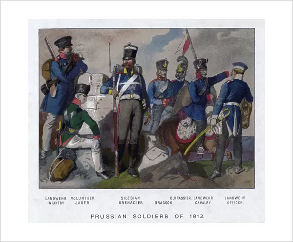 Prussian soldiers of 1813. Artist: E Burger