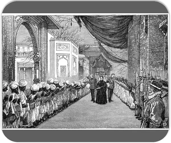 The queens visit at the opening of the Indian and Colonial Exhibition, London, 1886, (1900)
