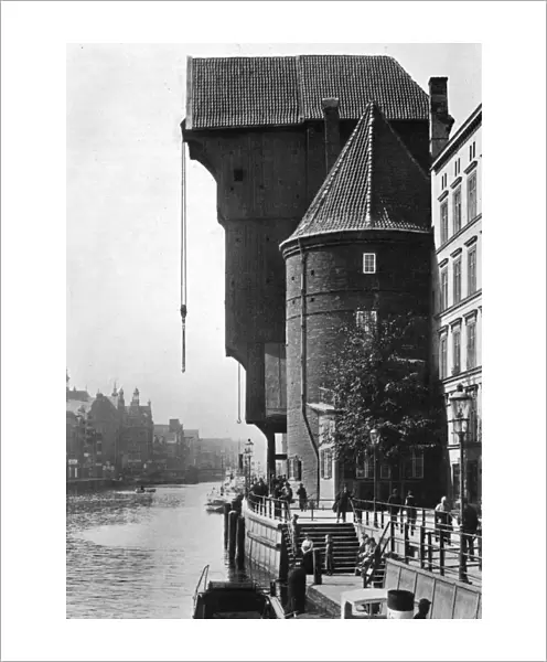 The old Krantor (Crane Gate) on the river Mottlau, Gdansk, Poland, 1926