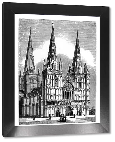 West front of Lichfield Cathedral, 1843. Artist: J Jackson