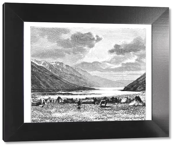 Encampment of the English Expedition of 1871, Lake Pang-Kong, Tibet, 1895