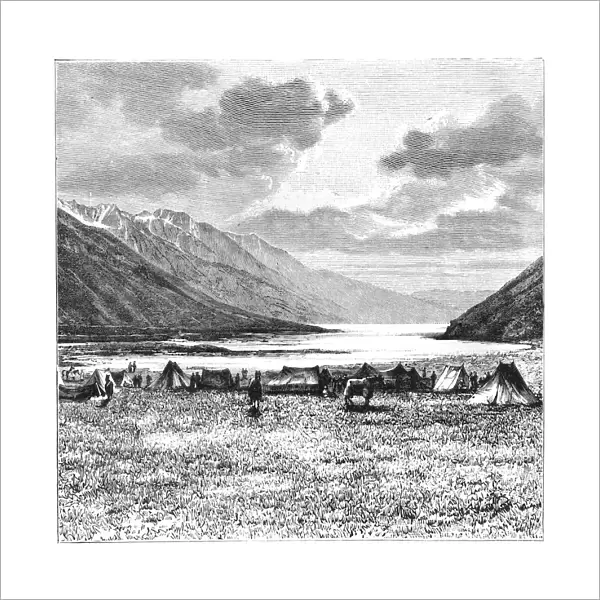Encampment of the English Expedition of 1871, Lake Pang-Kong, Tibet, 1895