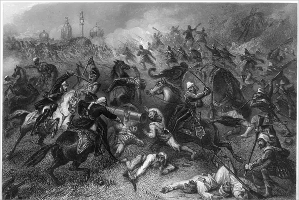 Havelocks column attacking the mutineers before Cawnpore, 1857, (c1860)