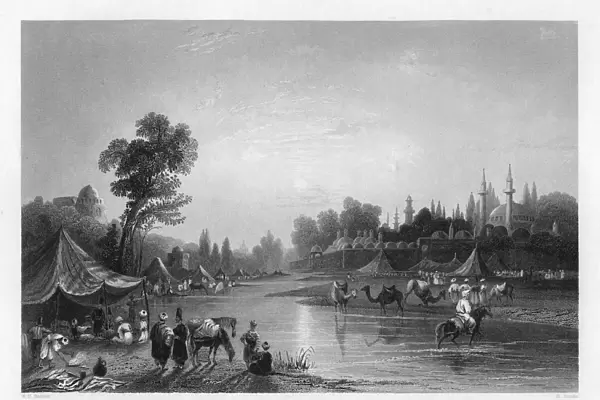 The Barrada River, (the ancient Pharpar), Damascus, Syria, 1841. Artist: Robert Sands