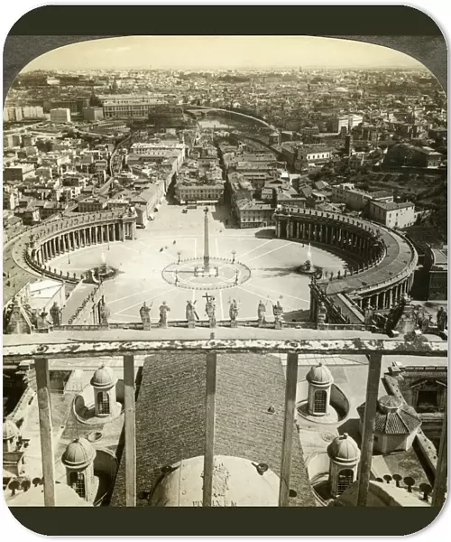 St Peters Square from the dome of St Peters Basilica, Rome, Italy