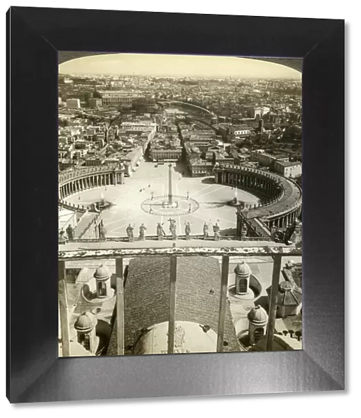 St Peters Square from the dome of St Peters Basilica, Rome, Italy