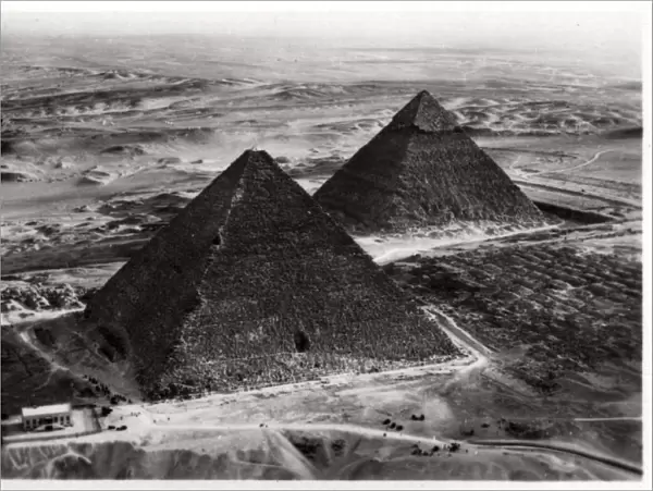 Aerial view of the Pyramids of Giza, Egypt, from a Zeppelin, 1931 (1933)